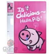 Pasta Catalogo 20 folhas Hello Pig - B Rosa 210ET-P016