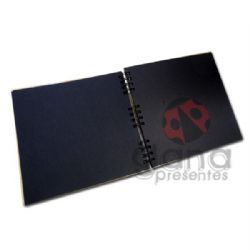 Álbum para Scrapbook e Livro de Assinaturas G Preto 34,0x31,0cm 20 folhas espiral