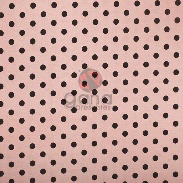 Tecido de Revestimento cartonagem patchwork - Básico Rosa nº427 Rosê bolas Marrom