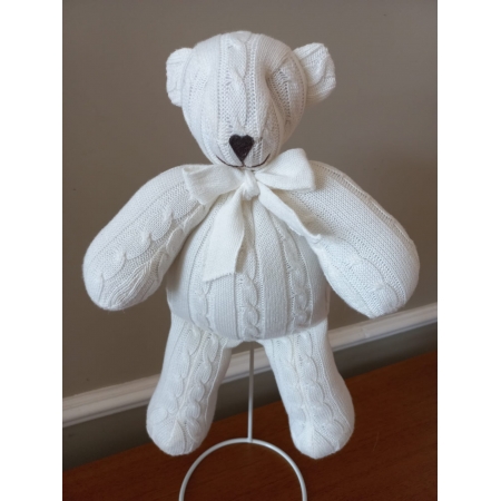Urso de Tricot Médio Cru (Off White) - 35 cm
