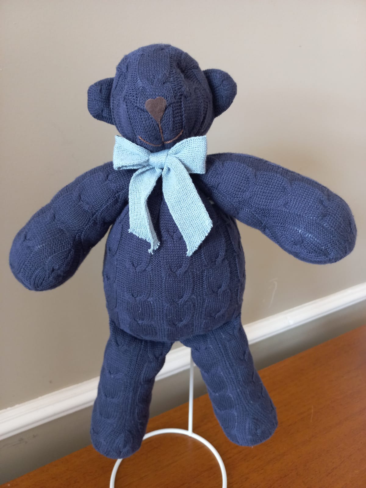 Urso de Tricot Médio Azul Naval - 35 cm