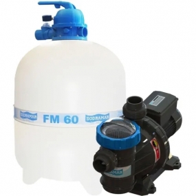 Kit Filtro FM-60 e Bomba 1cv BM-100 Mono p/ piscinas de até 113 mil litros