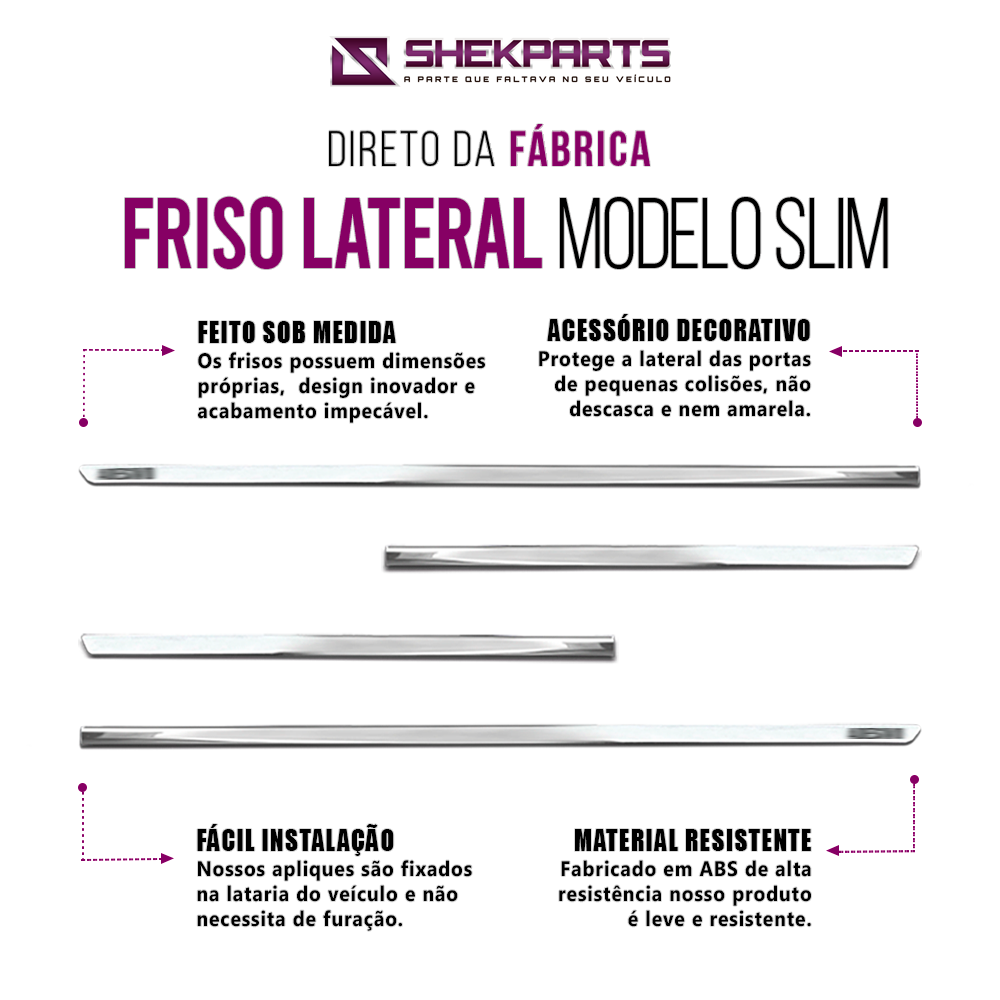 Kit Slim de Friso Cromado Lateral Spacefox 4 Portas