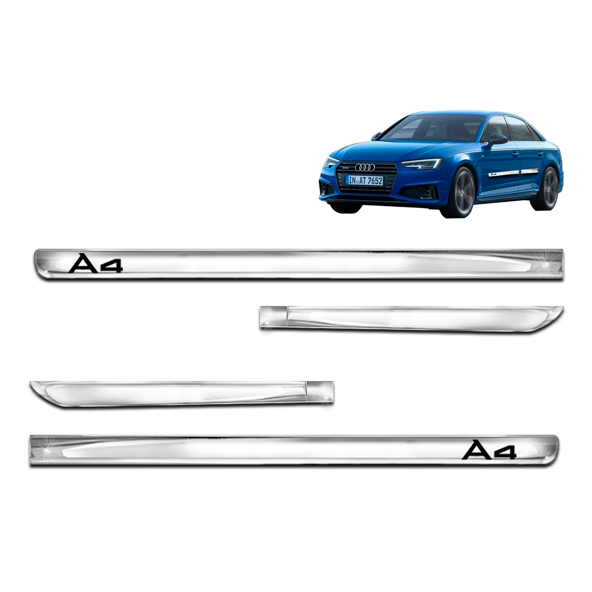 Kit X-treme de Friso Cromado Lateral Audi A4 4 Portas