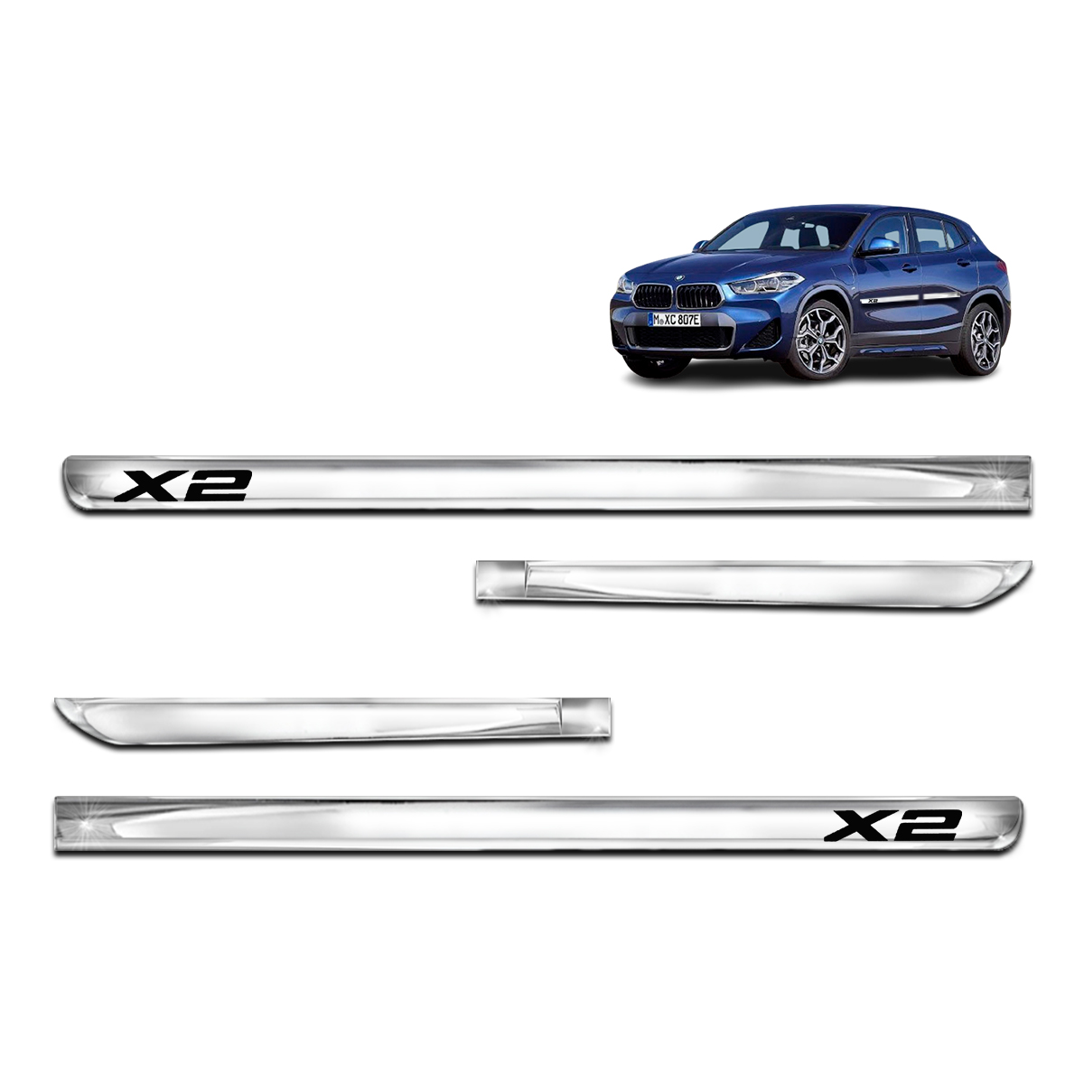Kit X-treme de Friso Cromado Lateral BMW X2 4 Portas