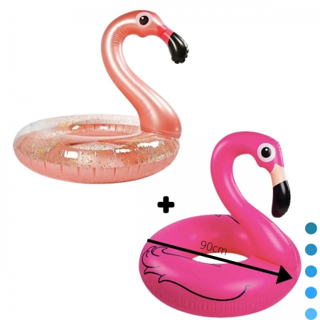 Kit boia Flamingo Rosé com Glitter e Flamingo Rosa