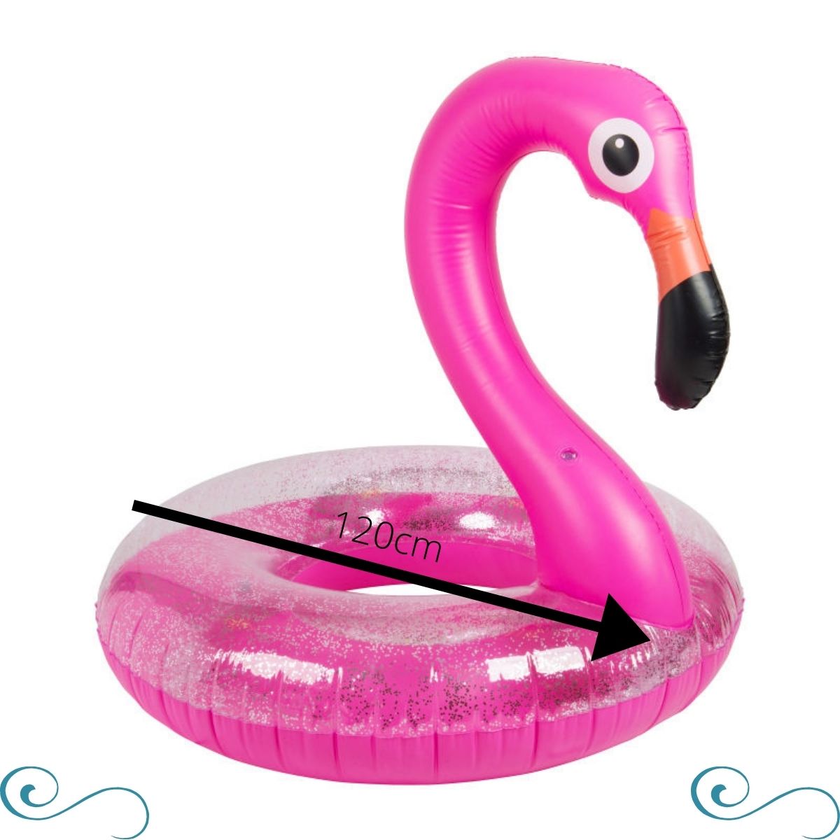 Boia Flamingo Rosa Pink Com Glitter Gigante Piscina Inflável 120cm  - J.A Importados