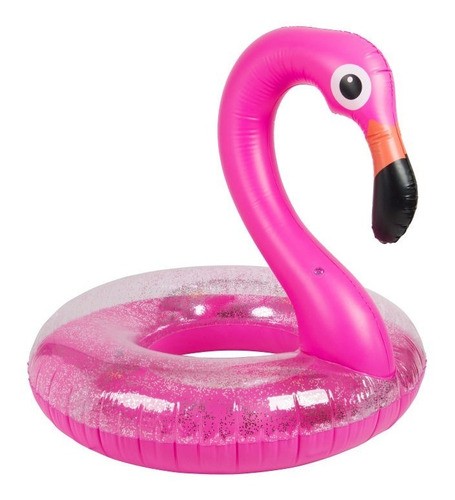 Boia Flamingo Rosa Pink Com Glitter Grande Piscina Inflável 90CM - J.A Importados