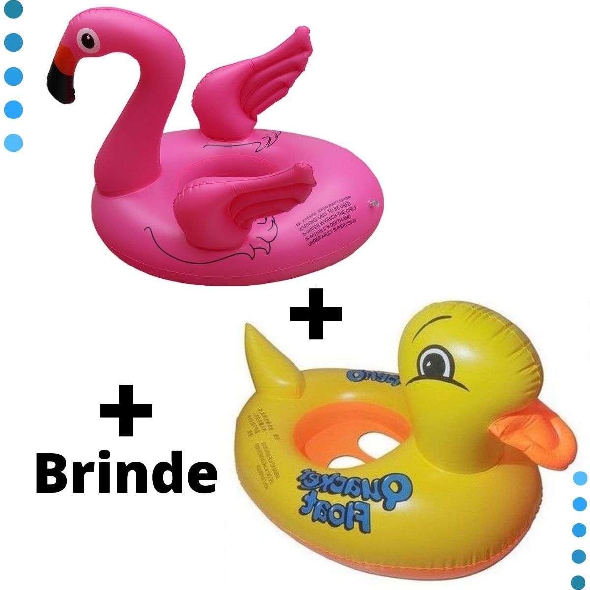 Kit Boia infantil Flamingo e Pato Inflável com assento