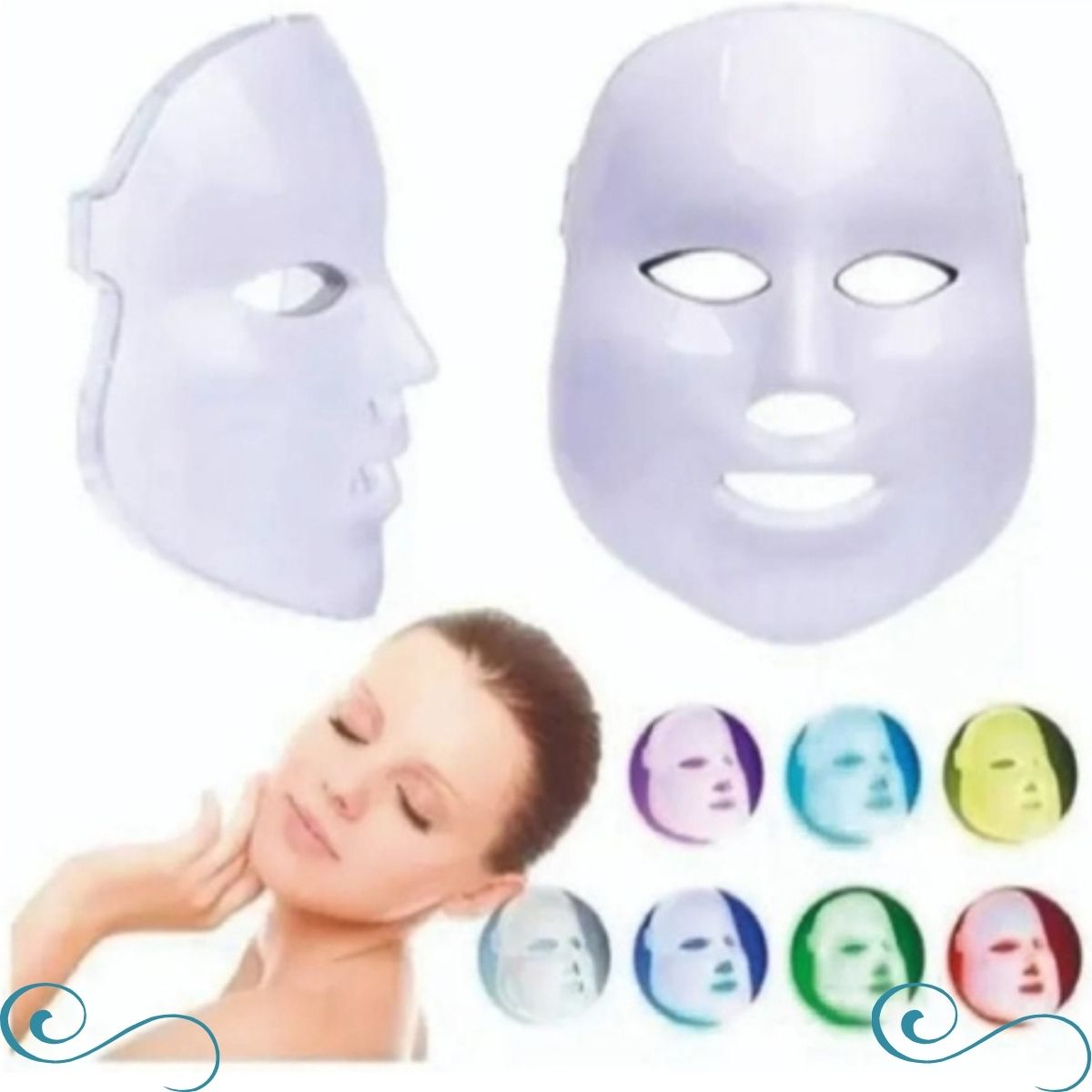 Máscara led 7 cores fitoterapia facial - J.A Importados