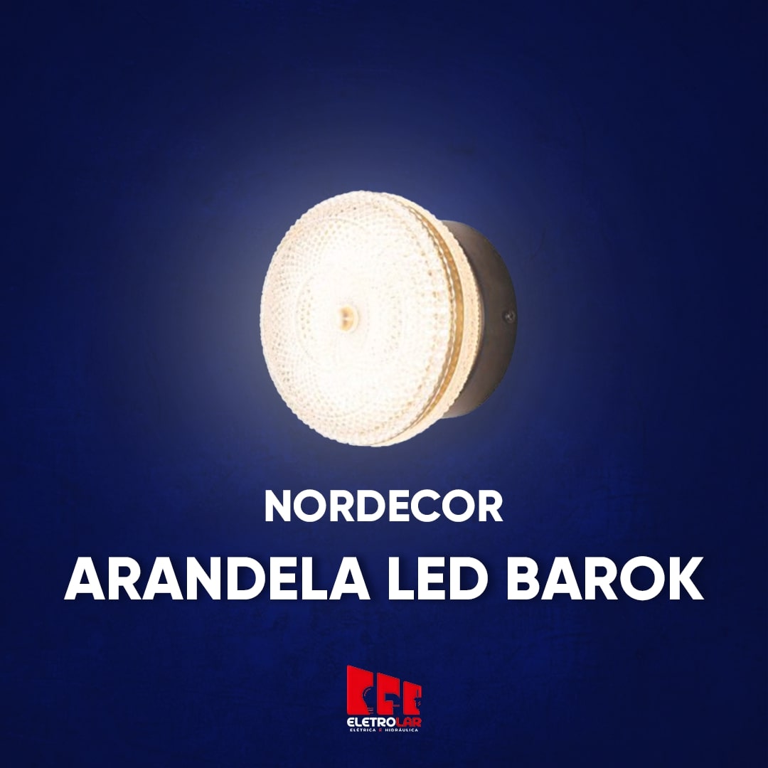 NORDECOR ARANDELA LED BAROK 16W 3000K DOURADO/PRETO