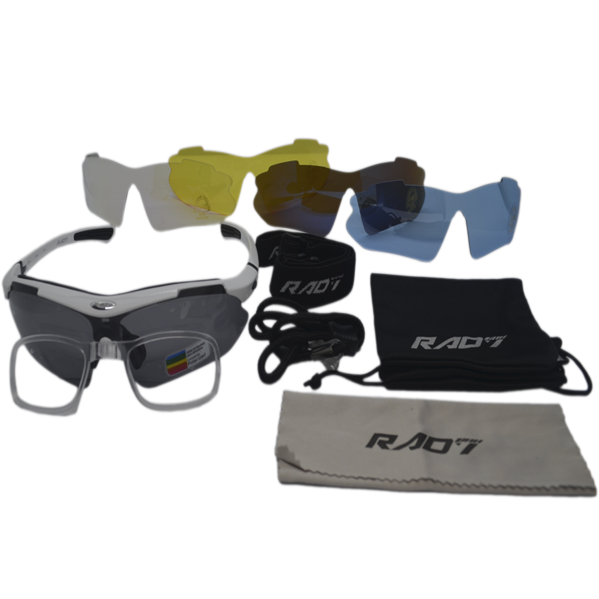 Óculos Ciclista RAD7 Concept 05 Lentes Haste Branco c/ Preto