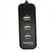 Hub USB 2.0 4 Portas 480Mbps Real com Tampa Slide Exbom - UH-20