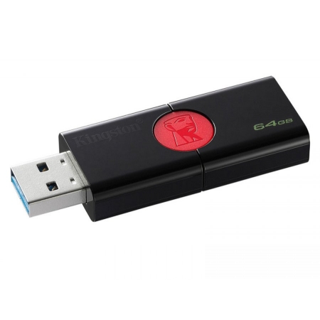 Pendrive Kingston DT106 64GB / USB 3.1 - Preto e vermelho