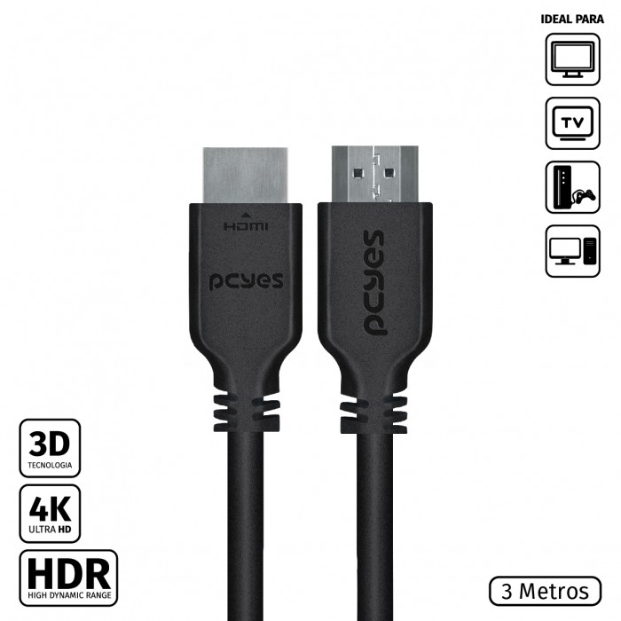 CABO HDMI 2.0 4K 30AWG COBRE PURO 3 METROS - PHM20-3