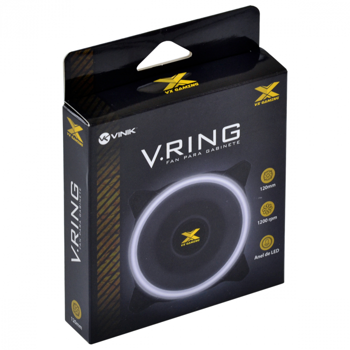 FAN/COOLER VX GAMING PARA GABINETE V.RING ANEL DE LED 120X120MM BRANCO - VRINGW