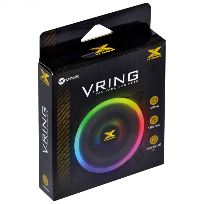 FAN/COOLER VX GAMING PARA GABINETE V.RING ANEL DE LED 120X120MM RGB - VRINGRGB