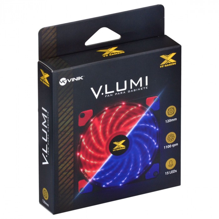 FAN/COOLER VX GAMING V.LUMI 15 PONTOS DE LED 120X120 VERMELHO - VLUMI15R