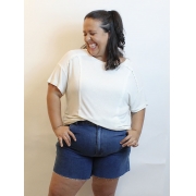 Blusa Oversized em Malha Podrinha com Recortes Plus Size