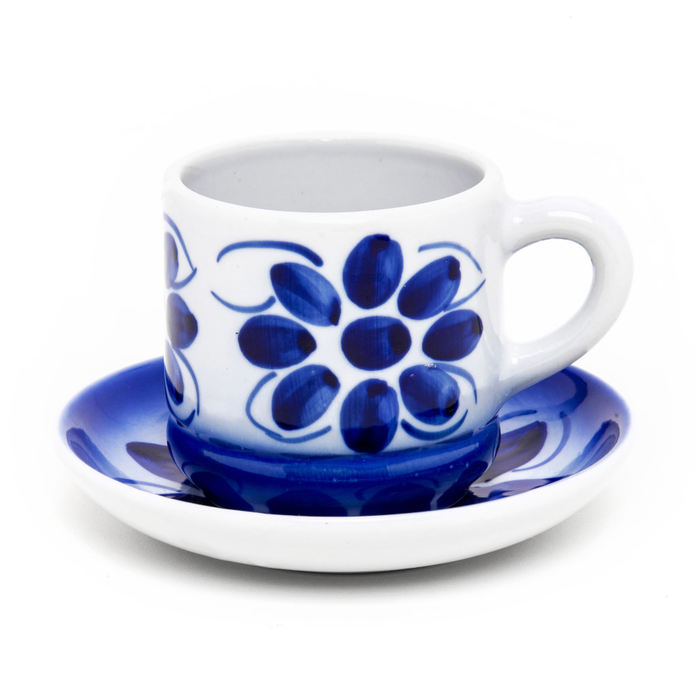 Xícara de Chá 200 ml e Pires em Porcelana Azul Colonial