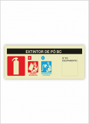 Indicação de tipo de agente extintor Placa Certificada