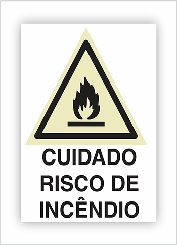 Cuidado, risco de incêndio com descrição Placa Certificada  - SAFELUX