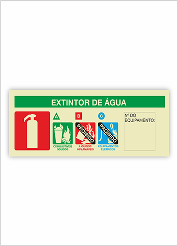 Indicação de tipo de agente extintor Placa Certificada  - SAFELUX