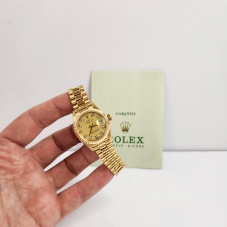 Rolex Lady-Datejust Presidente Gold &amp; Diamonds 26mm Completo