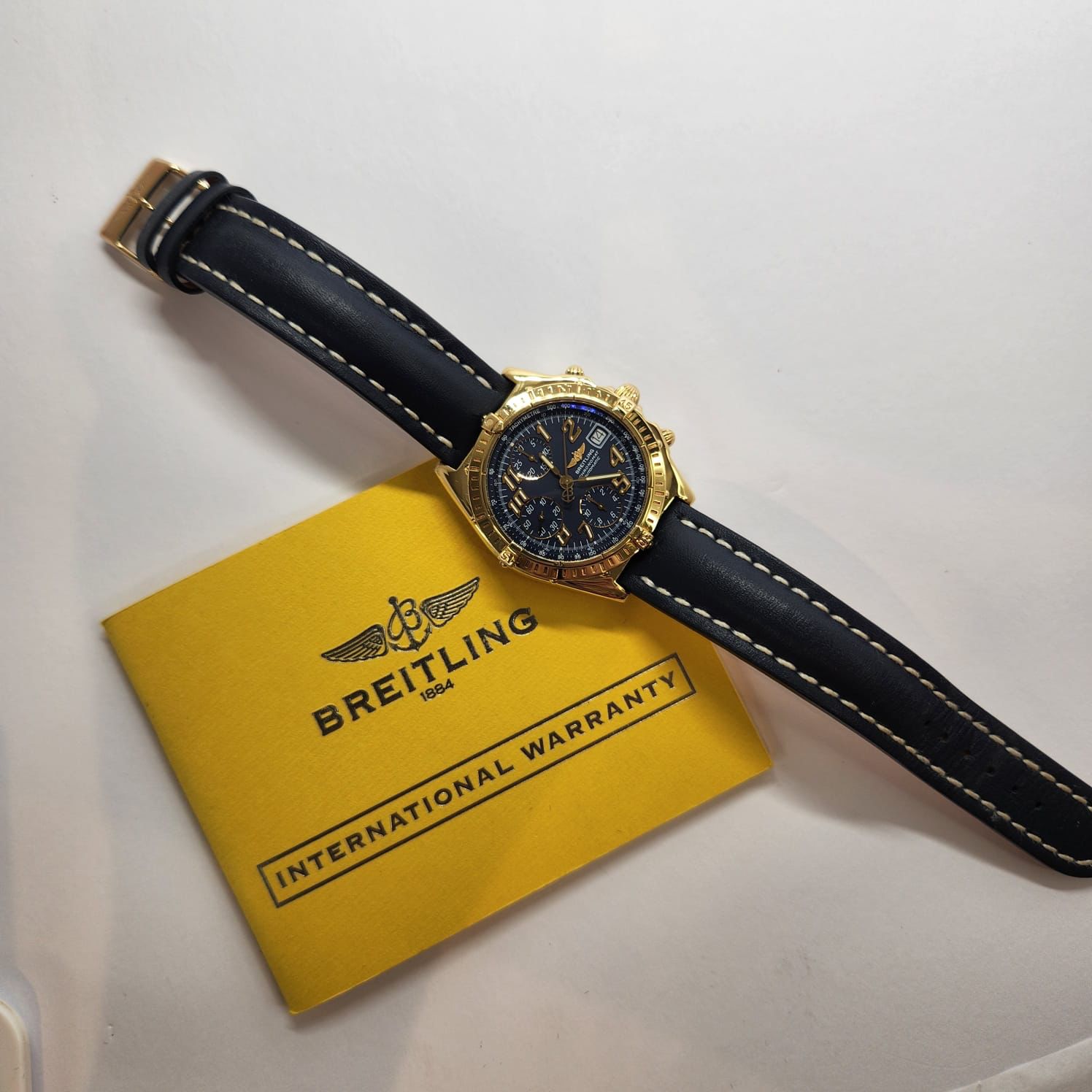 Breitling Chronomat Yellow Gold Racing Blue Dial 40mm Completo