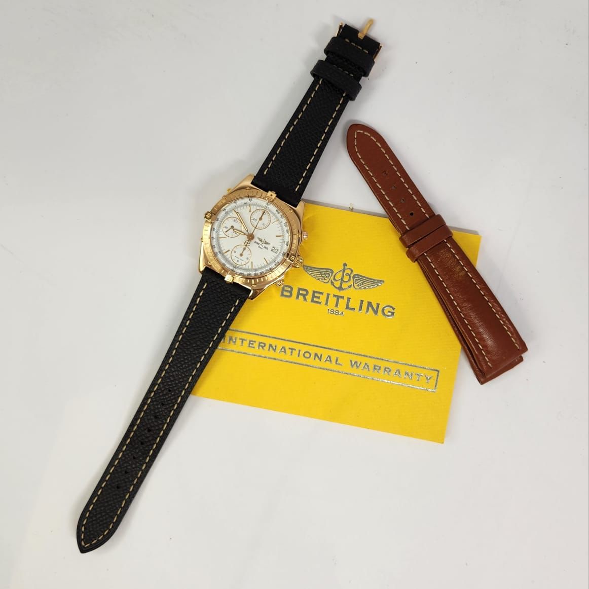 Breitling Chronomat Yellow Gold White Dial 39mm Automático Completo