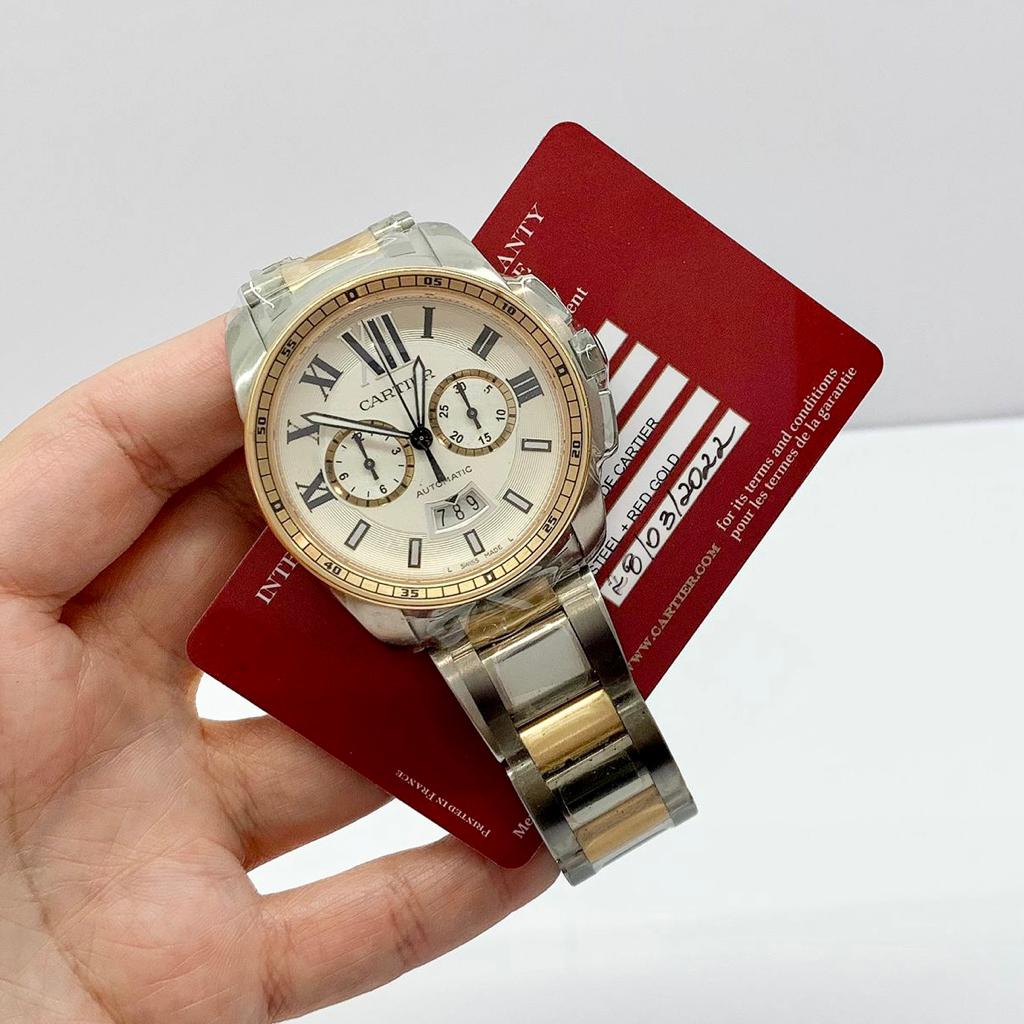 Cartier Calibre Chronograph Ouro Rosé & Aço 42mm 2022 Completo