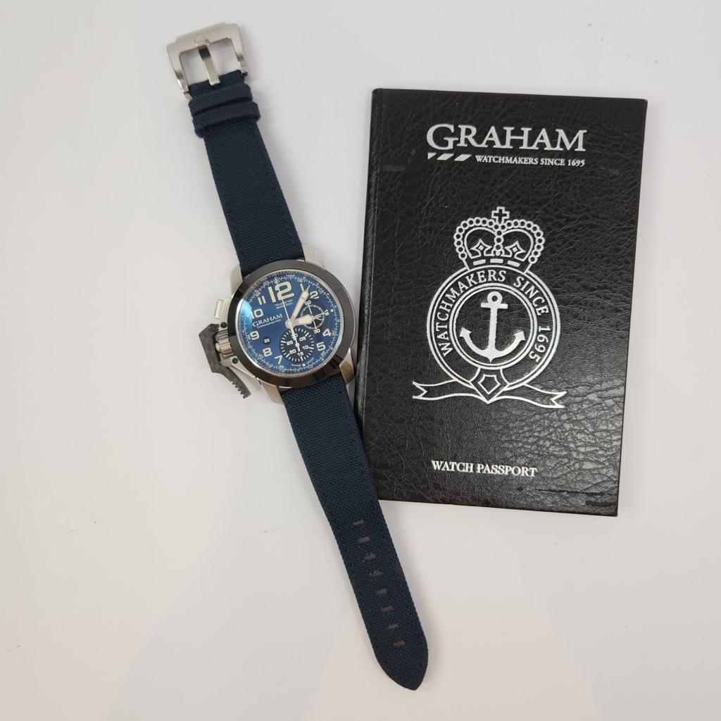 Graham Chronofighter Oversize Ceramic Blue Dial 47mm Completo