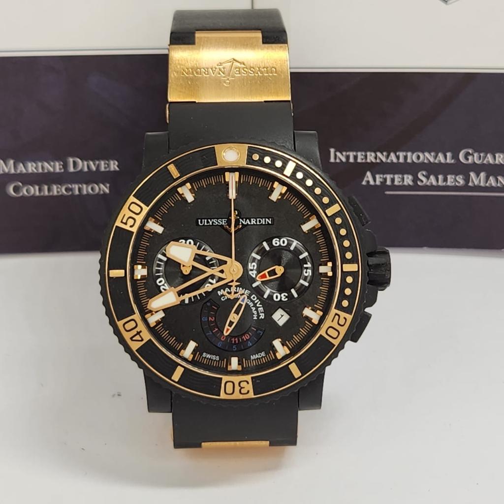 Ulysse Nardin Marina Diver Black Sea Chronograph Ouro Rosé 45mm Completo