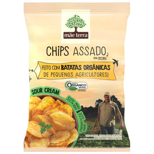 Chips Batata Assada com Sour Cream Orgânico 32g - Mãe Terra (Kit com 3)