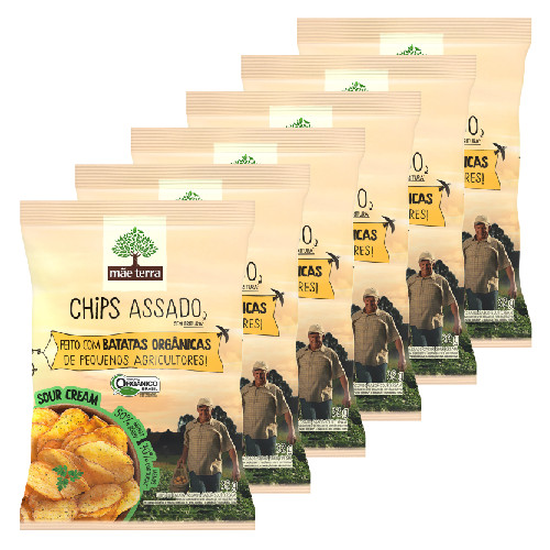 Chips Batata Assada com Sour Cream Orgânico 32g - Mãe Terra (Kit com 6)