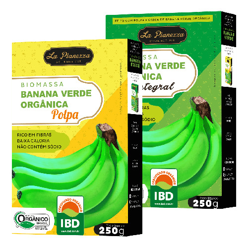 Kit Biomassa de Banana Verde Orgânica La Pianezza - Polpa + Integral - Foto 0