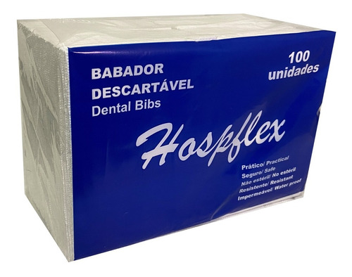Babador odontológico impermeável Branco Hospflex - com 100 