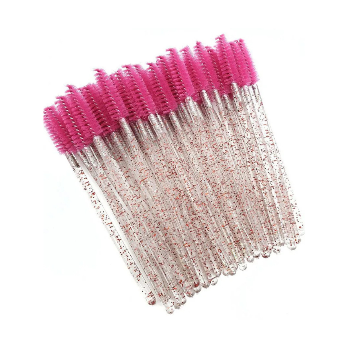 Escovinhas descartáveis para cílios e sobrancelhas c/50 - pink glitter