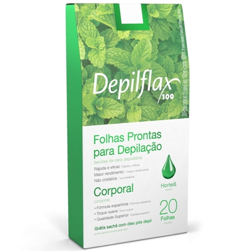 Folhas prontas depilatórias Depilflax Hortelã