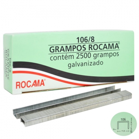 Grampo Para Grampeador Rocama 106/8mm - 1 Caixa