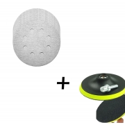Kit Base Disco de Lixa Velcro com 10 Disco de Lixa Branco 150mm Grão 180