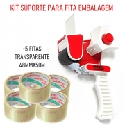 Kit Suporte p/Fita de Embalagem + Fita de embalagem transparente Adelbras 48mmx50m