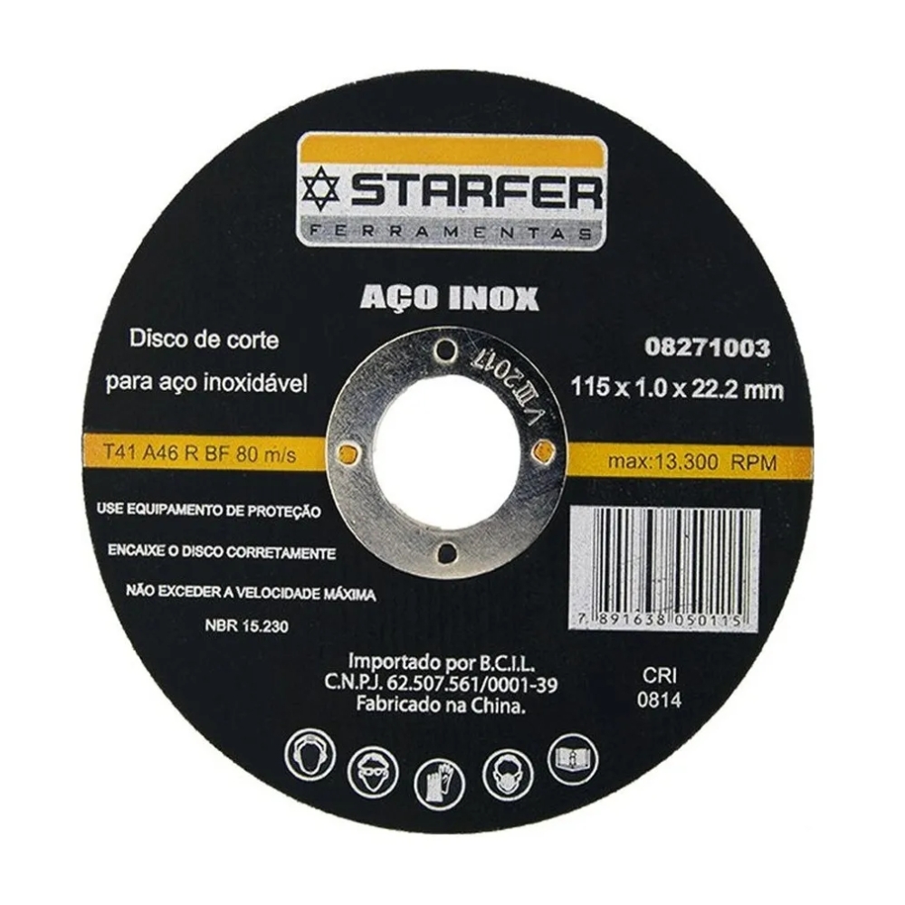 KIt  50 Discos de corte inox 4.1/2X7/8 STARFER