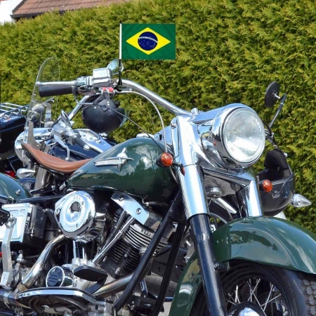 Bandeira do Brasil Tecido p/ Moto c/ Haste 14x21cm