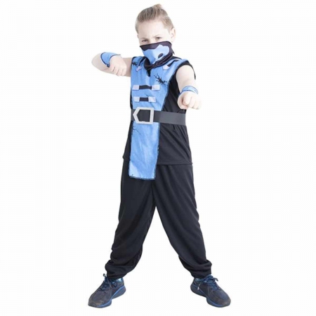 Fantasia Ninja Azul Infantil Longa
