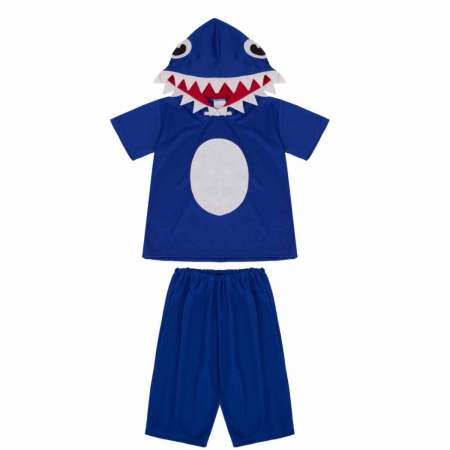 Fantasia Tubarão Azul Curto Infantil 