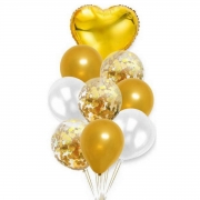 Kit Buquê de Balões Dourados c/ 9 peças
