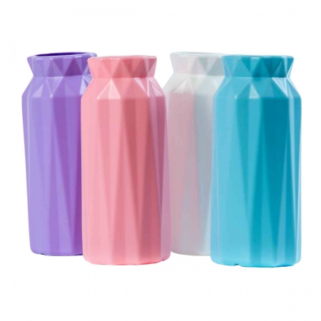 Kit c/4 Vasos Decorativos Glam Plástico 15cm Escolha a Cor