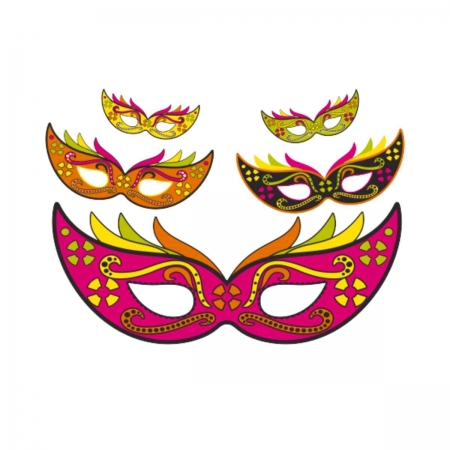 Painel Máscara Carnaval Neon Cartonagem c/ 5