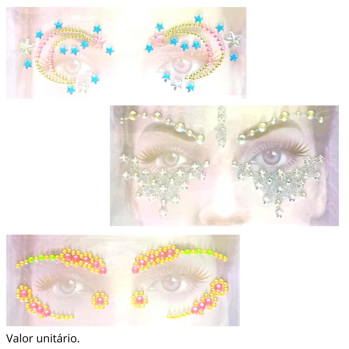 Adesivo Facial Face Sticker Cores e Modelos Sortidos